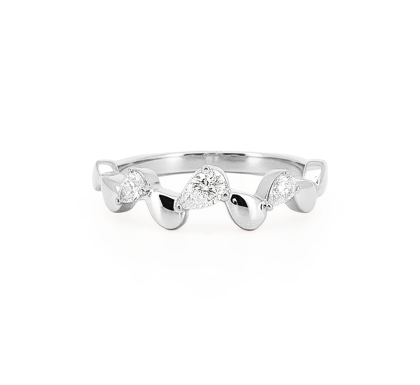 Pattern with diamonds X in white gold