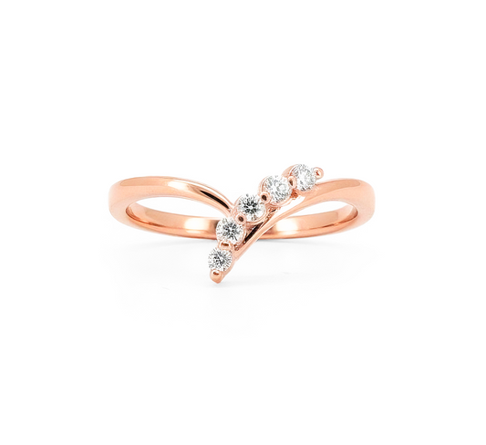 V pave ring F in rose gold