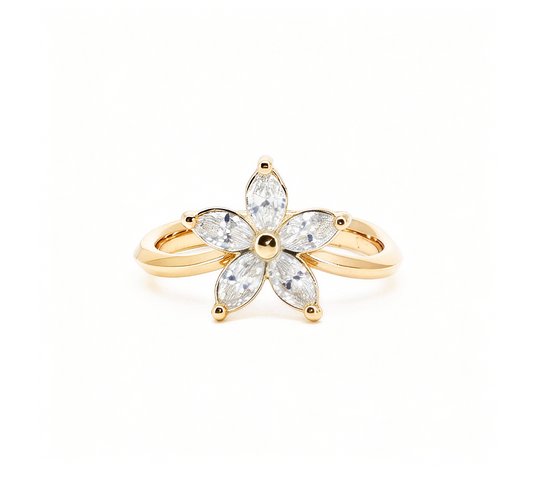 Flower series set B ring in yellow gold