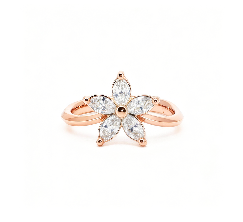 Flower series set B ring in rose gold