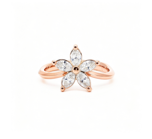 Flower series set B ring in rose gold