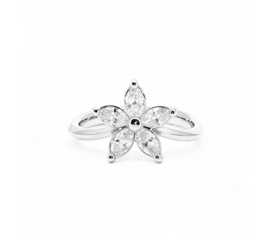 Flower series set B ring in white gold