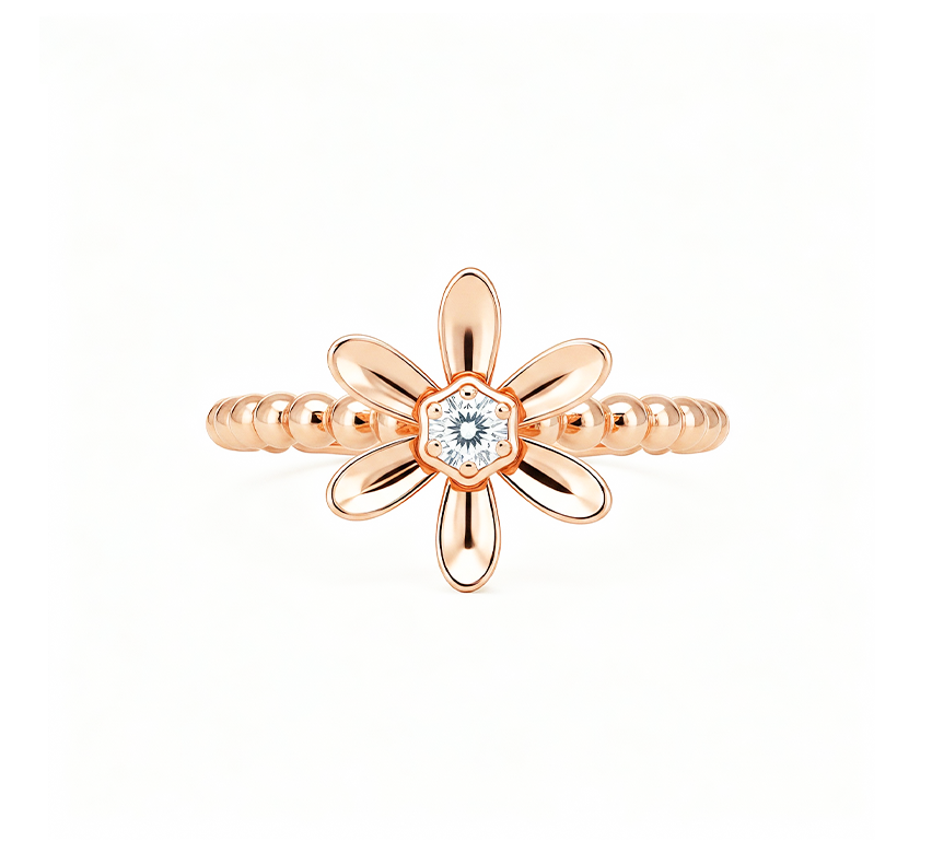 Flower ring C in rose gold