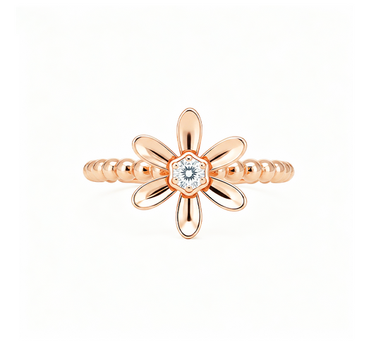 Flower ring C in rose gold