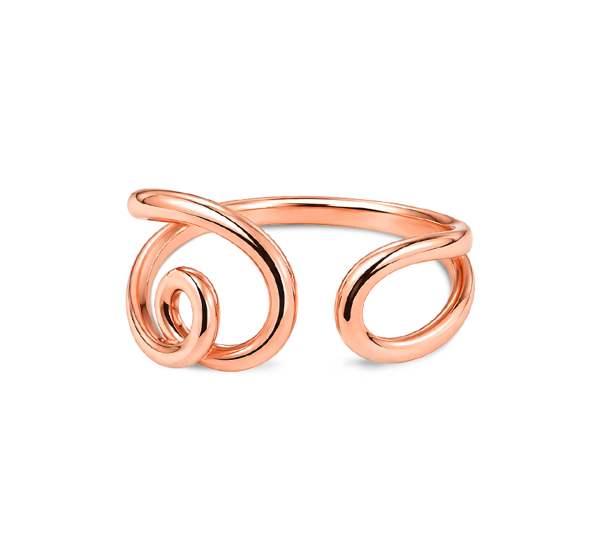 Pattern plain E ring in rose gold