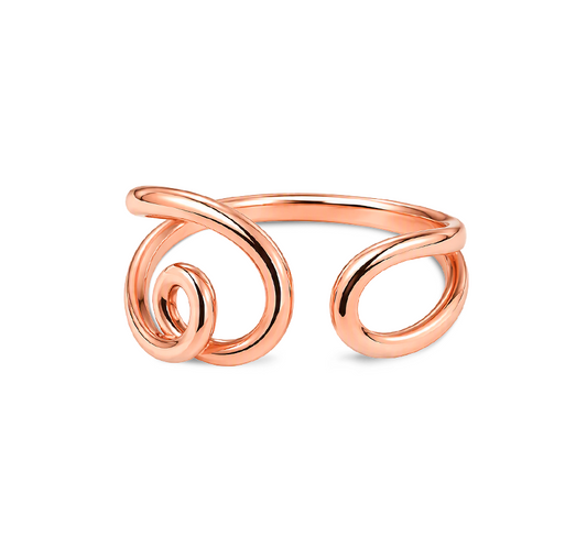 Pattern plain E ring in rose gold