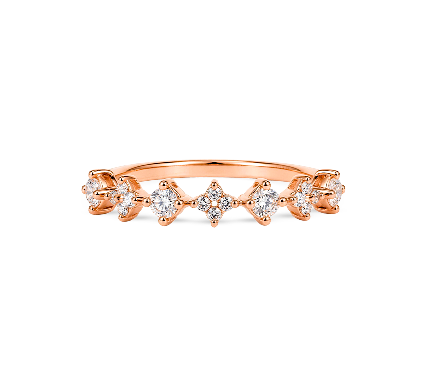 Pattern with diamonds R in rose gold