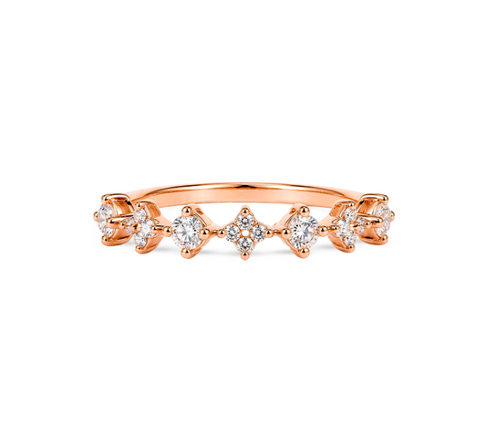 Pattern with diamonds R in rose gold
