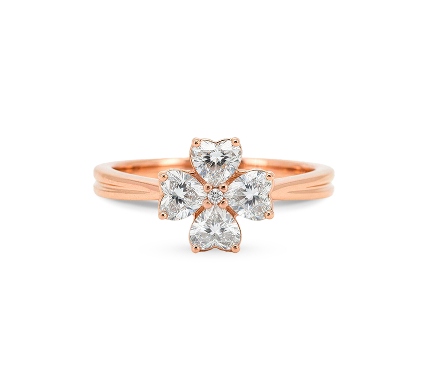 Flower series set C ring in rose gold