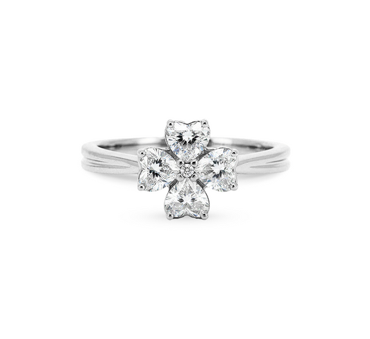 Flower series set C ring in white gold