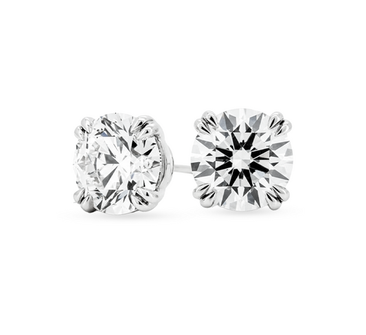 Double claw solitaire earrings RD 0.5 D VS2 IGI in white gold