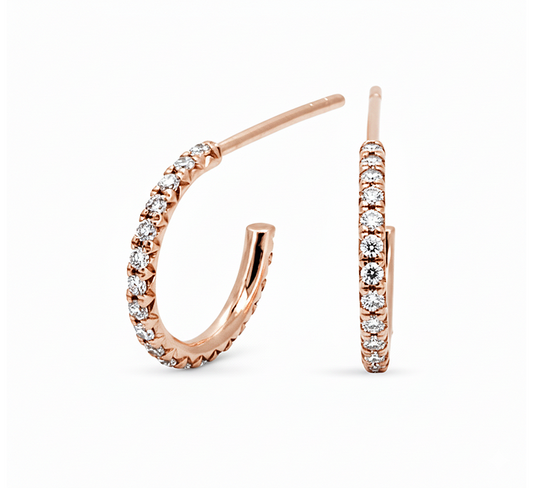 Classic pave hoop earrings in rose gold