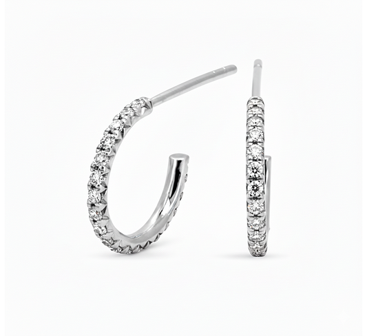 Classic pave hoop earrings in white gold