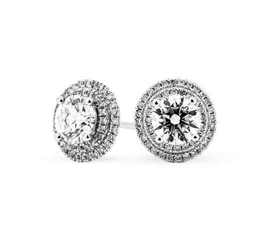Double halo earrings RD 0.55 D VS1 IGI in white gold