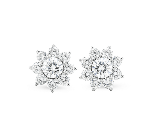 Sunflower earrings in white gold