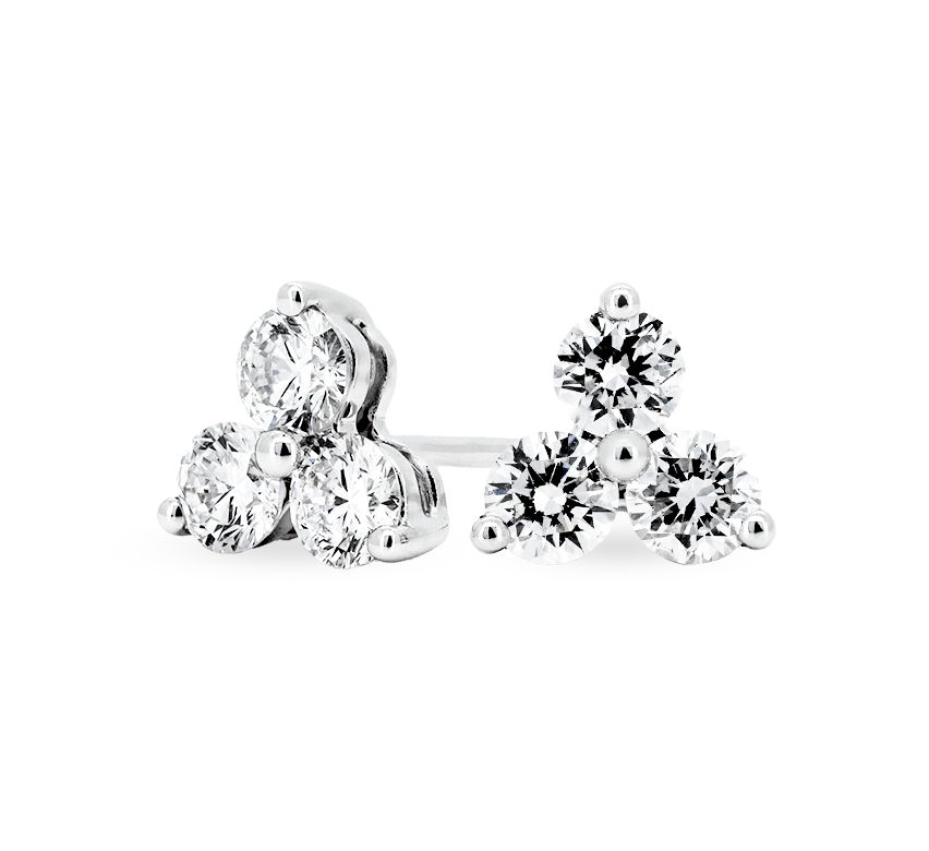 Clover flower earrings in white gold