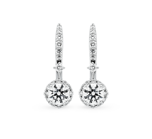 Pave hoop with solitaire earrings RD 0.8 D VS1 IGI in white gold
