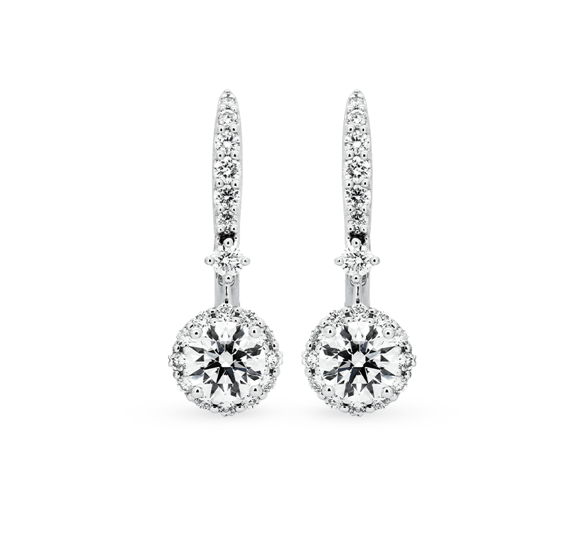 Pave hoop with solitaire earrings RD 0.89 E VVS1 IGI in white gold