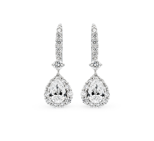 Pave hoop with solitaire earrings PE 1.09 E VVS2 IGI in white gold