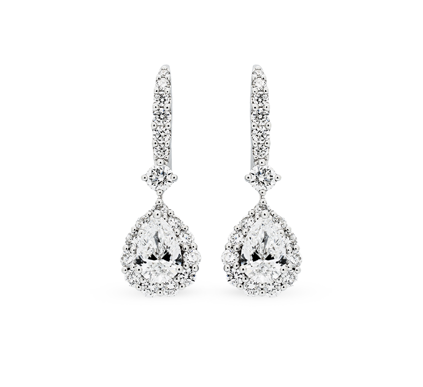 Pave hoop with solitaire earrings PE 0.9 D VS1 IGI in white gold