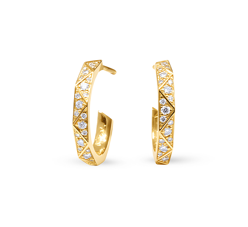 Weave pave earrings in gold