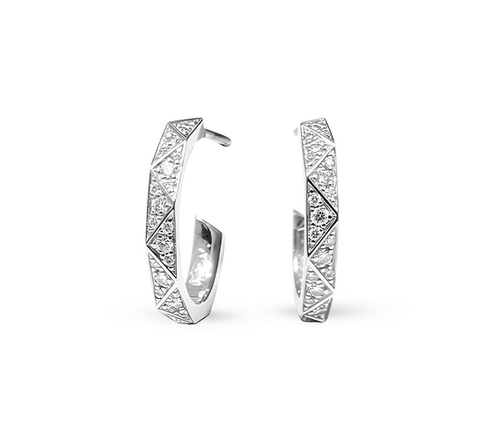 Weave pave earrings in white gold