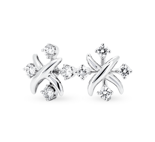 Compass earrings in white gold