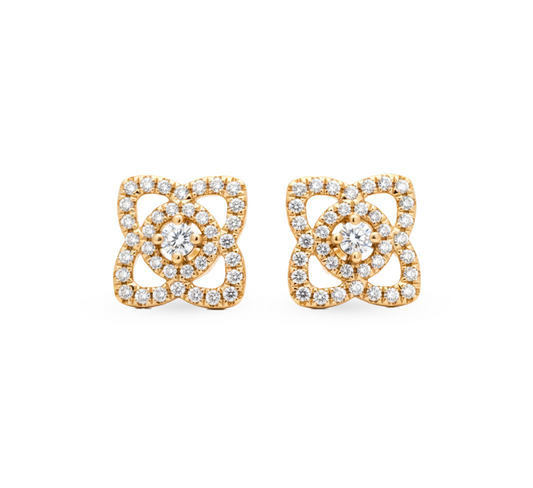 Lotus pave earrings in gold