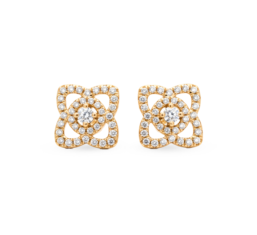 Lotus pave earrings in gold