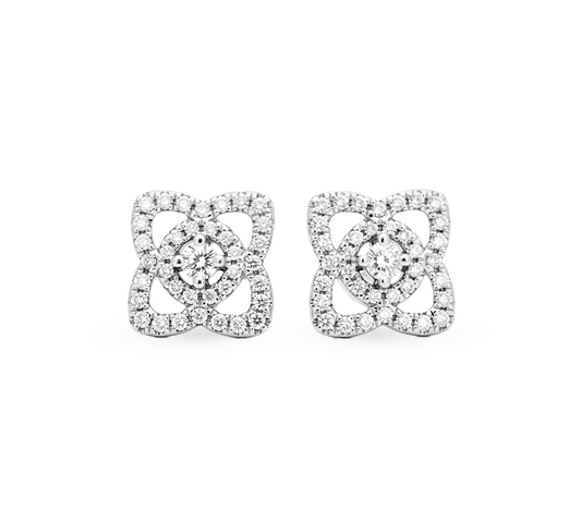 Lotus pave earrings in white gold