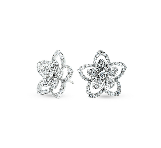 Spirit pave flower earrings in white gold