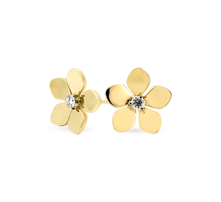 Plumeria flower earrings in gold