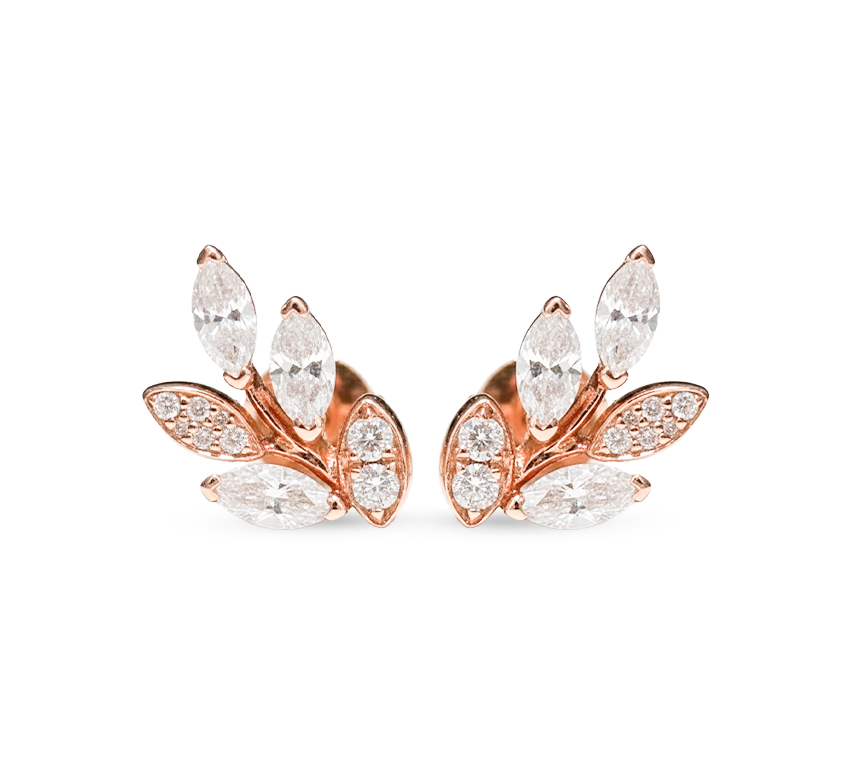 Leaf pave earrings