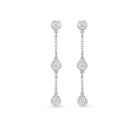 Sweet dots drop earrings in white gold