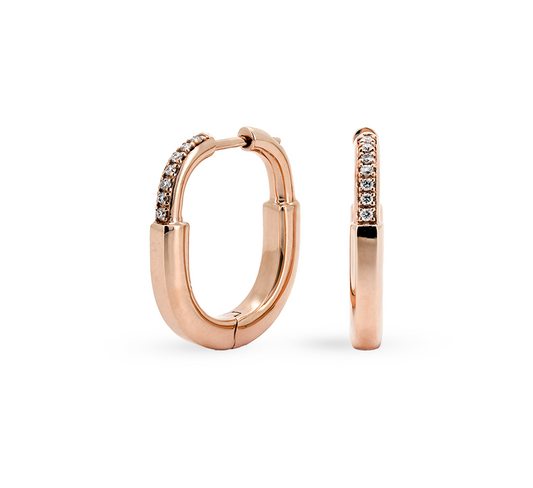 Lock pave earrings in rose gold