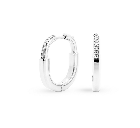 Lock pave earrings in white gold