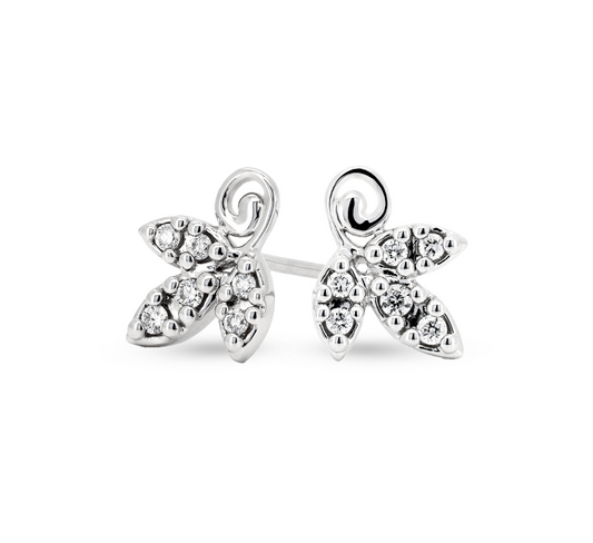 Leaf pave in white gold