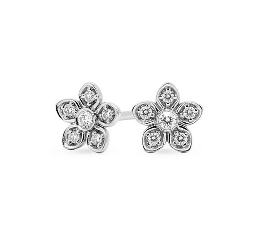 Petite 5 petal pave in white gold
