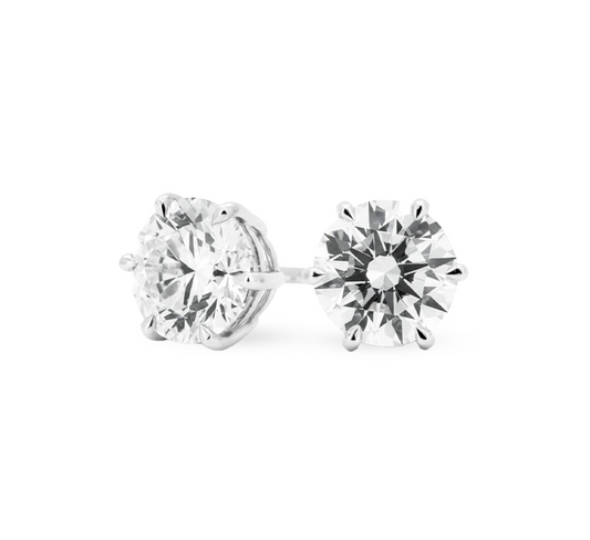 Stud 6 Prong Earrings 0.3ct in white gold