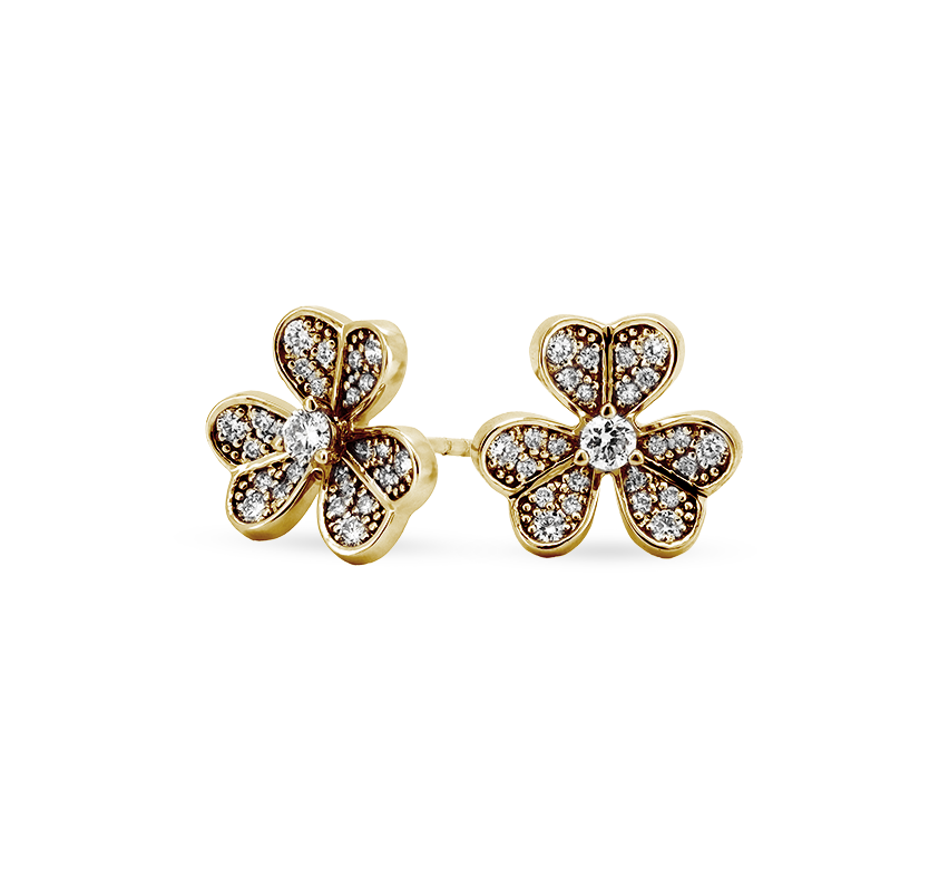 3 clover earrings in gold