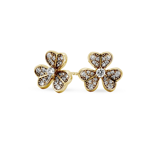 3 clover earrings in gold