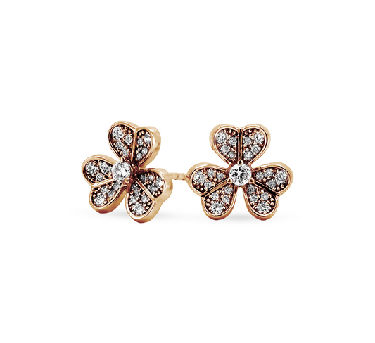 3 clover earrings in rose gold