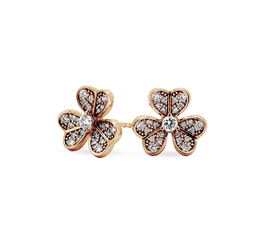 3 clover earrings in rose gold