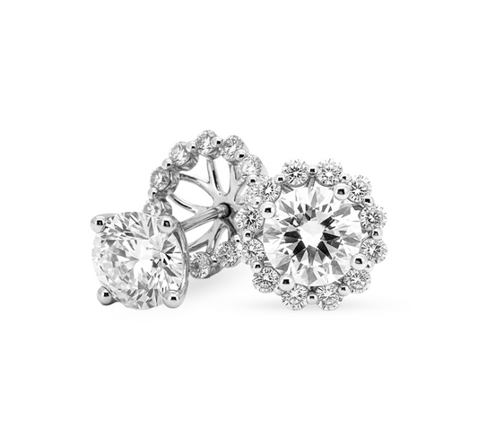 Detachable halo earrings RD 1.21 D VS1 IGI in white gold