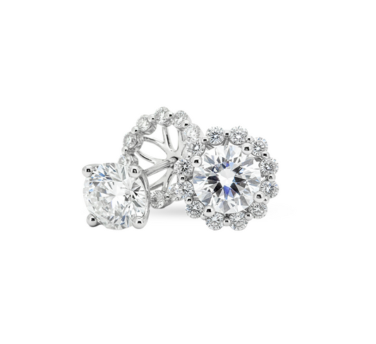 Detachable halo earrings RD 0.55 D VS1 IGI in white gold