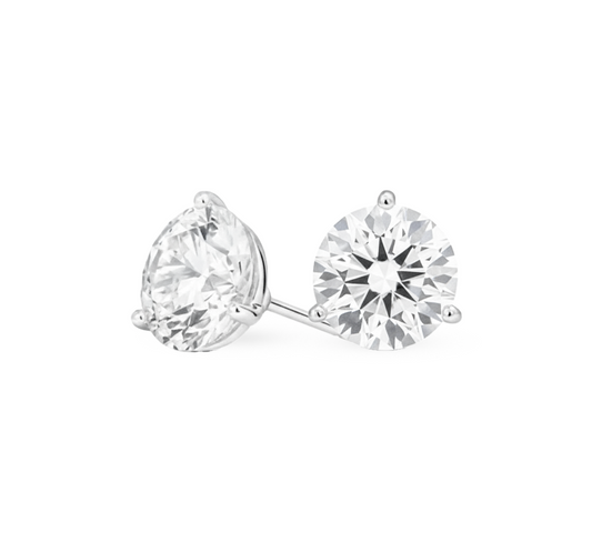 Stud 3 Prong Earrings 1.21 D VVS2 IGI in white gold