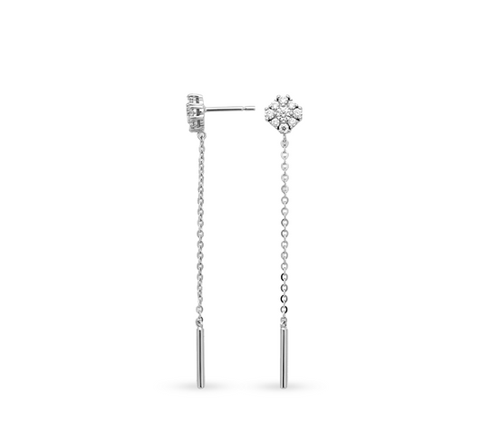 Square halo hanging chain earring