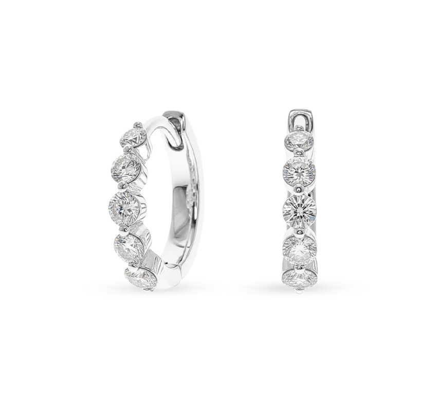 Floating pave hoop earrings in white gold