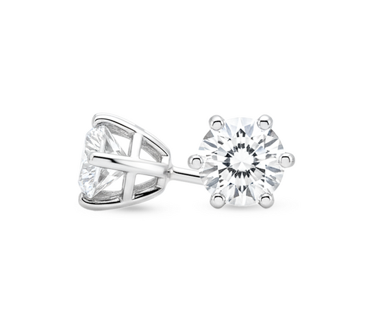 Stud 6 Prong Comfort Earrings 0.8 D VVS2 IGI in white gold