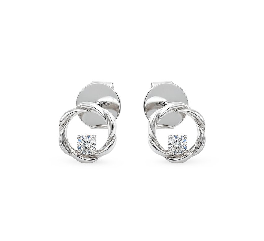 Rolling band earrings in white gold